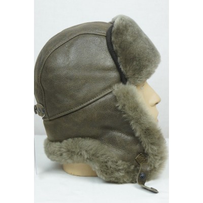 TOBACCO Sheepskin Shearling Leather Russian Ushanka Trapper Trooper Hat MXXXL  eb-88634048